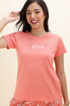 Zivame Floral Hush Knit Cotton Pyjama Set - Burnt Coral — thumbnail 5